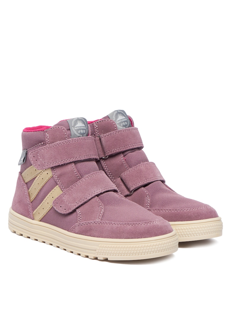 Ghete copii - piele naturala - roz - velcro -