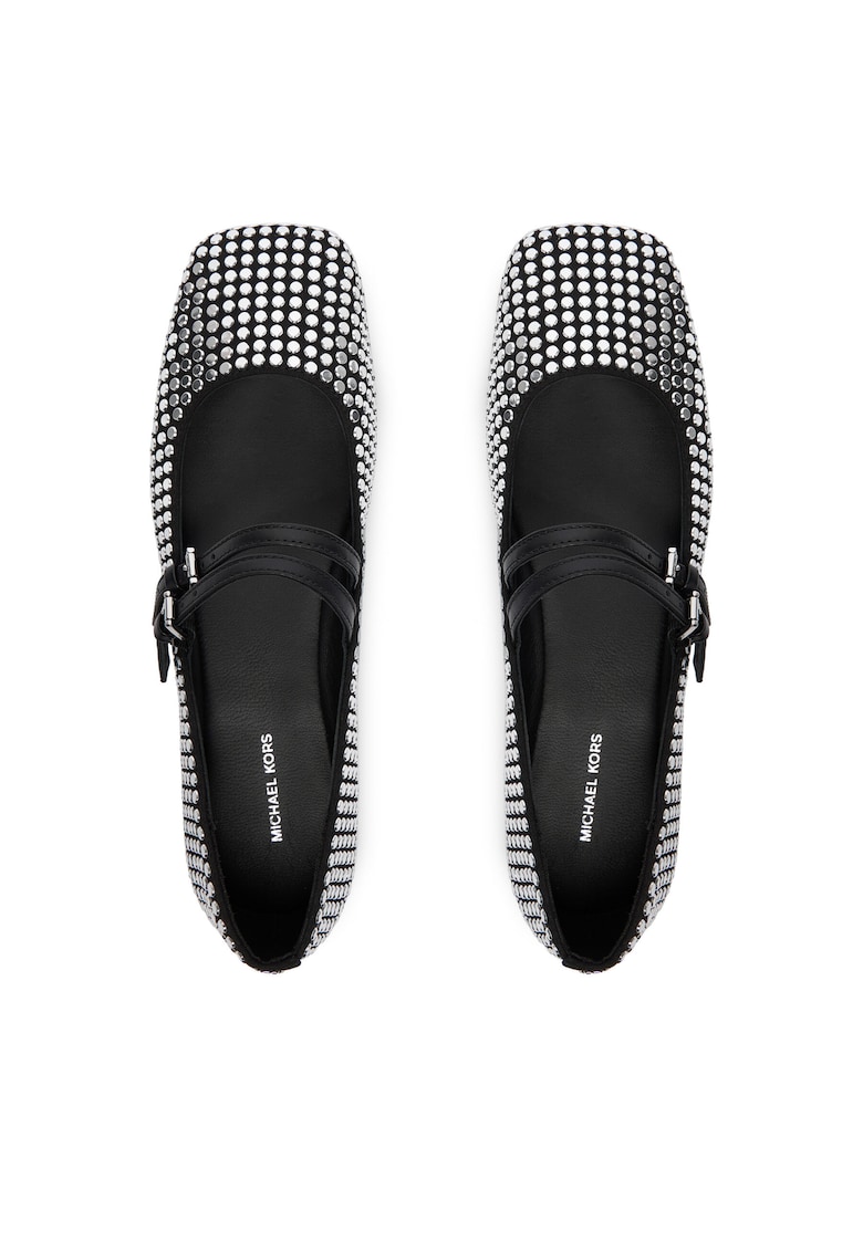 Balerini eleganți Michael Kors din piele naturală - Negru/Argintiu