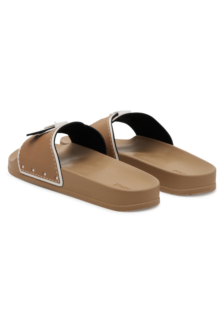 Papuci de dama - piele ecologica - bej -