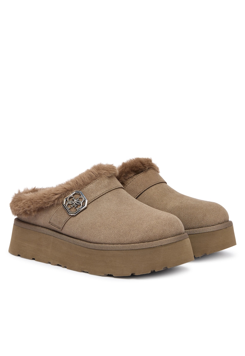 Cizme dama - flatform - maro - material textil