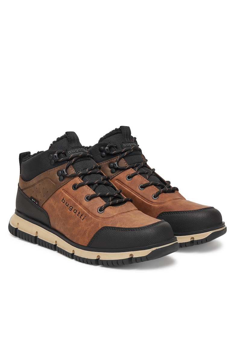 Ghete barbati piele naturala - cognac/negru