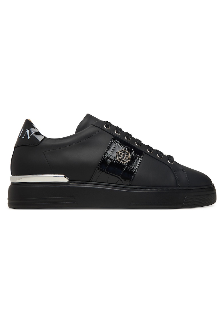 Philipp Plein Tenisi de barbati piele naturala - Negru
