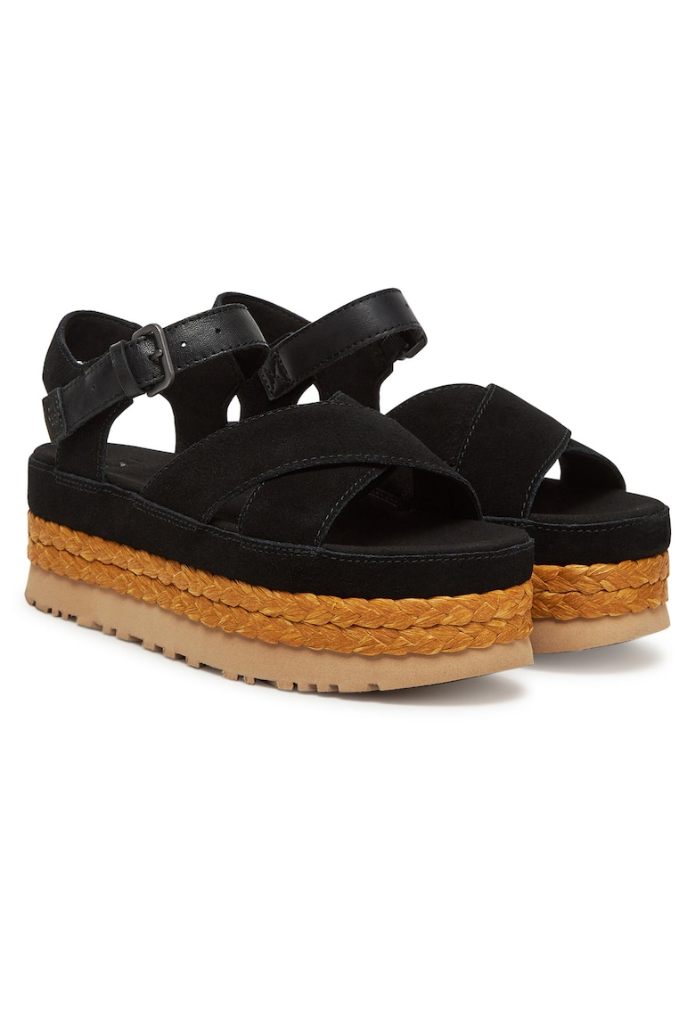 Sandale dama - espadrile Blk W Aubrey - piele naturala - cu bretele - negru