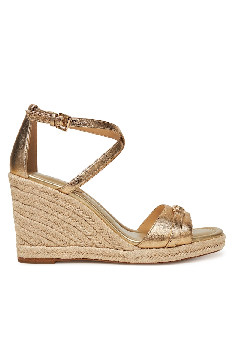 Sandale dama - espadrile Mandy Wedge - piele naturala - aurie -