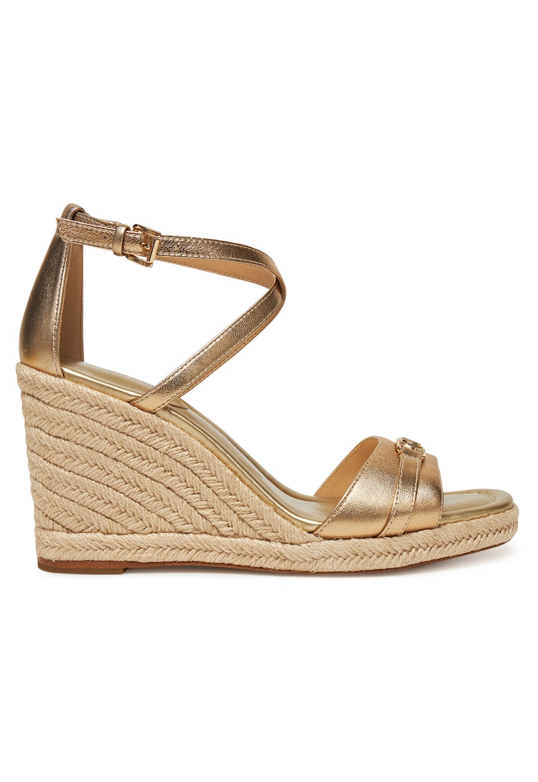 Sandale dama - espadrile Mandy Wedge - piele naturala - aurie -