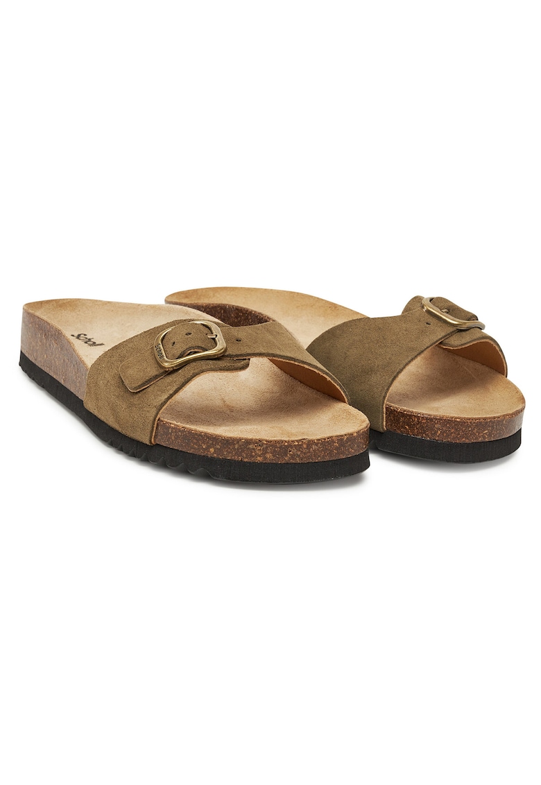 Papuci dama - Khaki - piele naturala