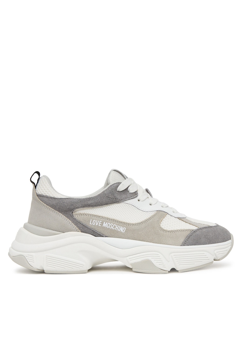 Pantofi sport dama piele naturala - Alb/Gri