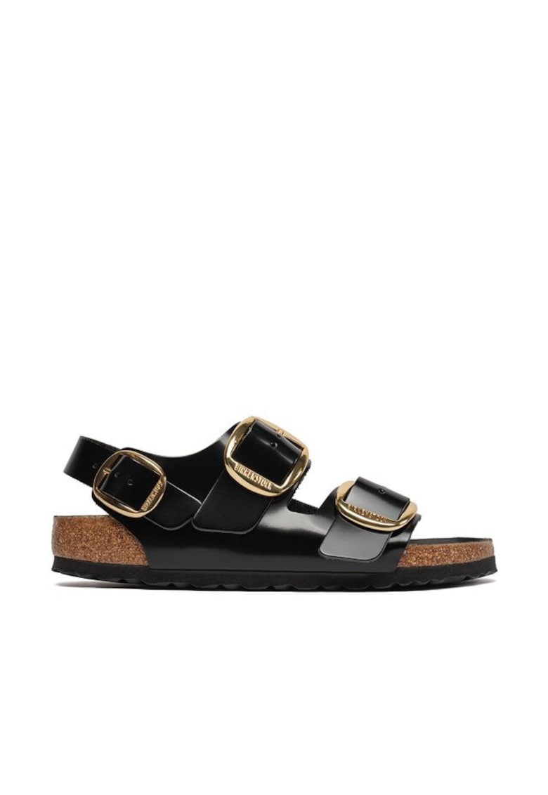 Sandale dama - Milano Big Buckle - piele naturala - negru - Negru
