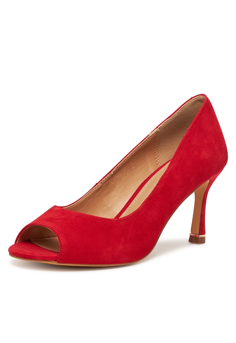 Pantofi dama - toc - piele naturala - rosu