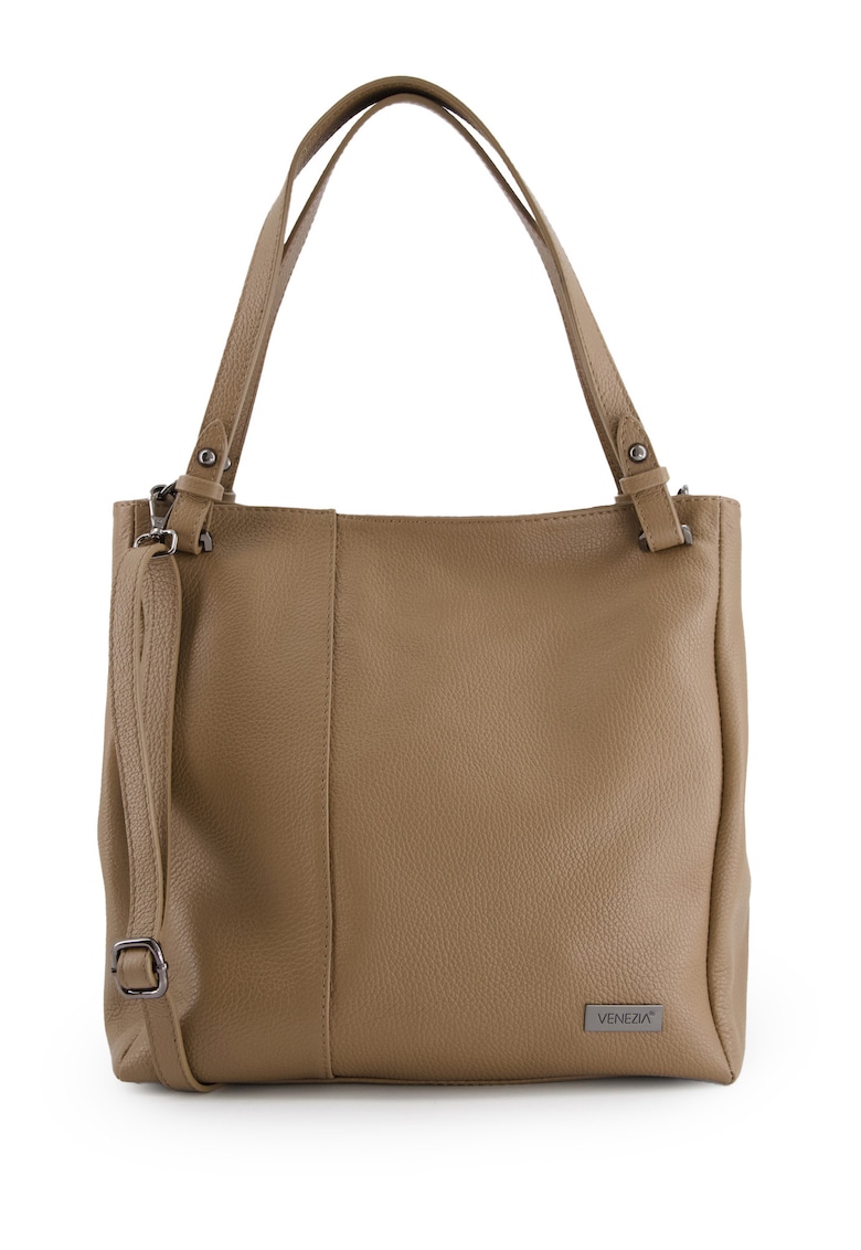 Geanta tote din piele naturala cu buzunar exterior