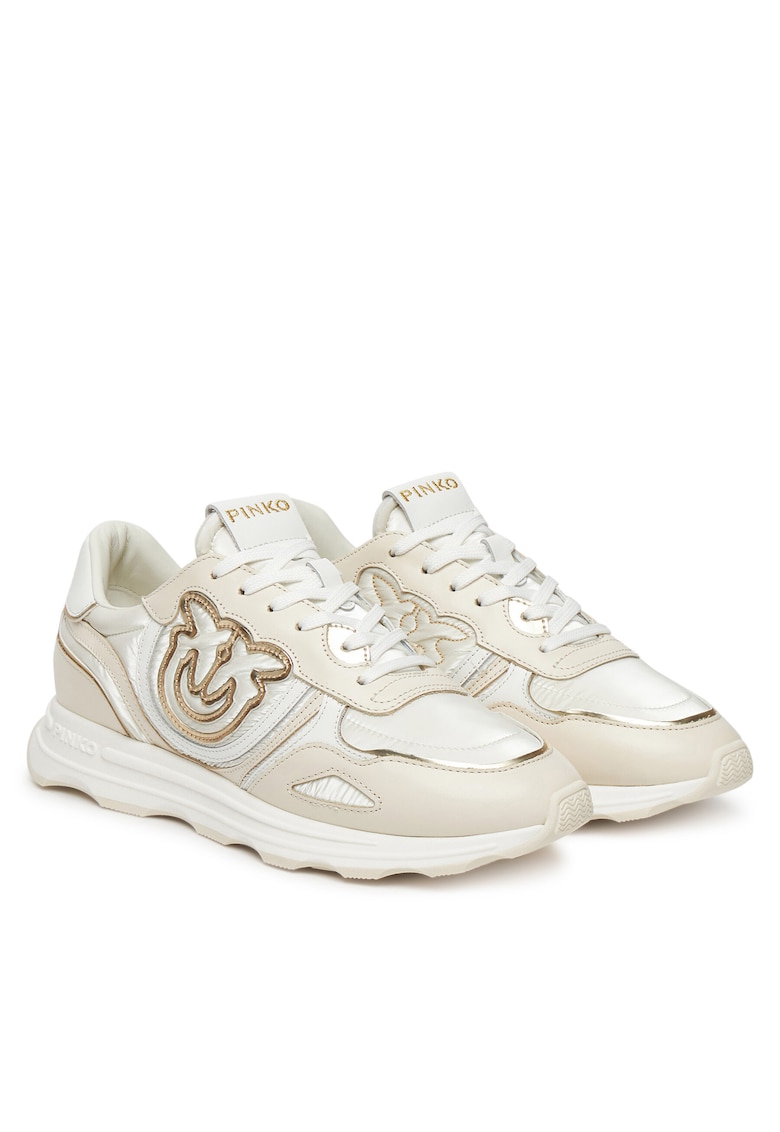 Pinko Pantofi sport dama ZHC Zoe 01 SS0087P023 - piele naturala - alb/auriu