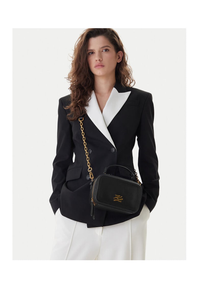 Geanta dama neagra/aurie - din piele naturala - model 992 B1W30269