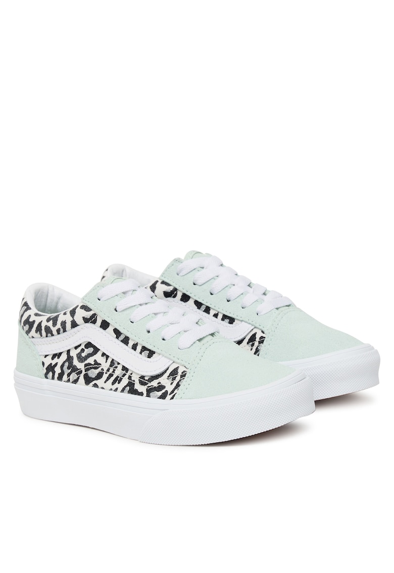 Tenisi fete - Verde Pastel - piele naturala - imprimeu leopard