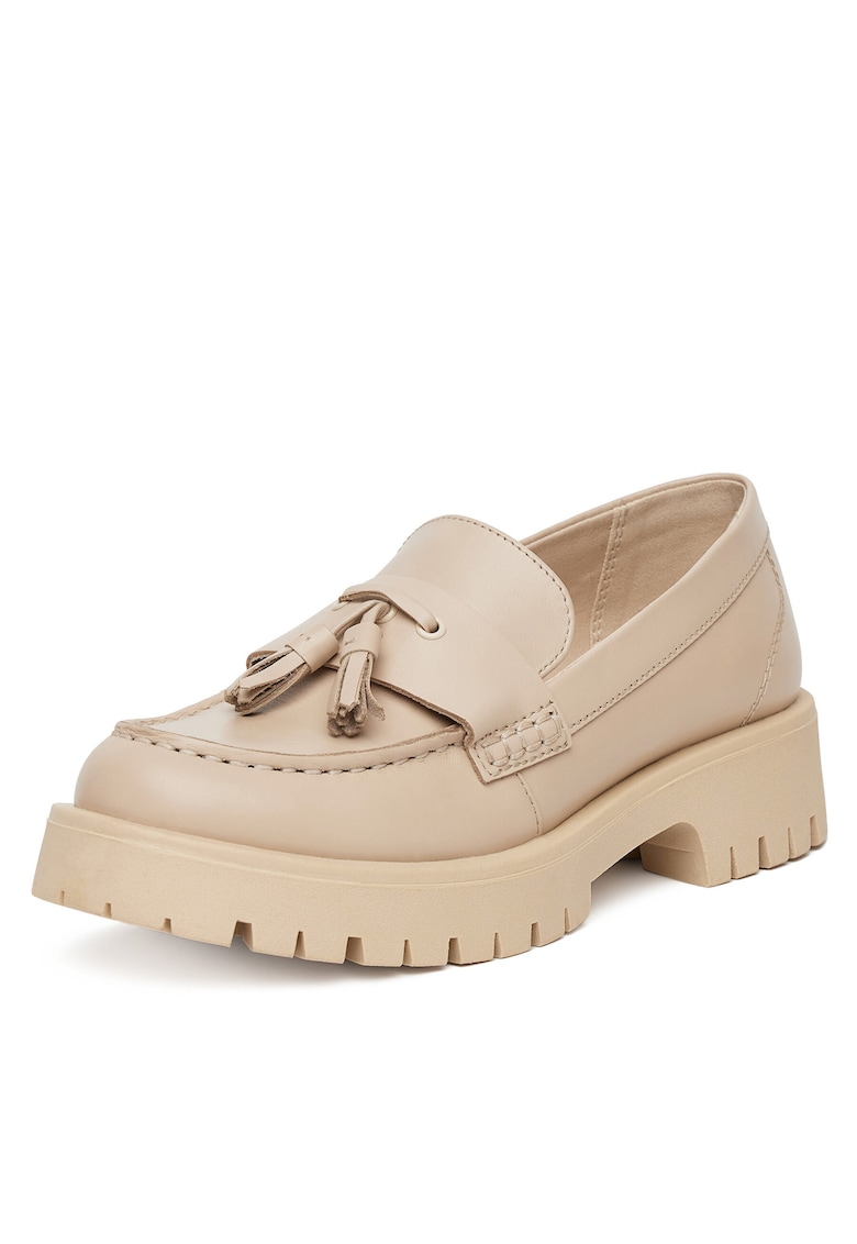Mocasini dama - bej - piele naturala