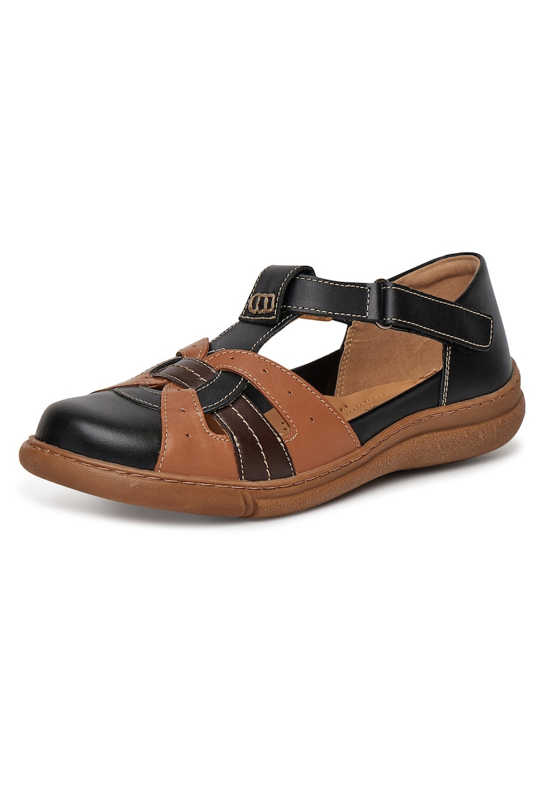 Sandale dama piele de calitate - Negru/Maro