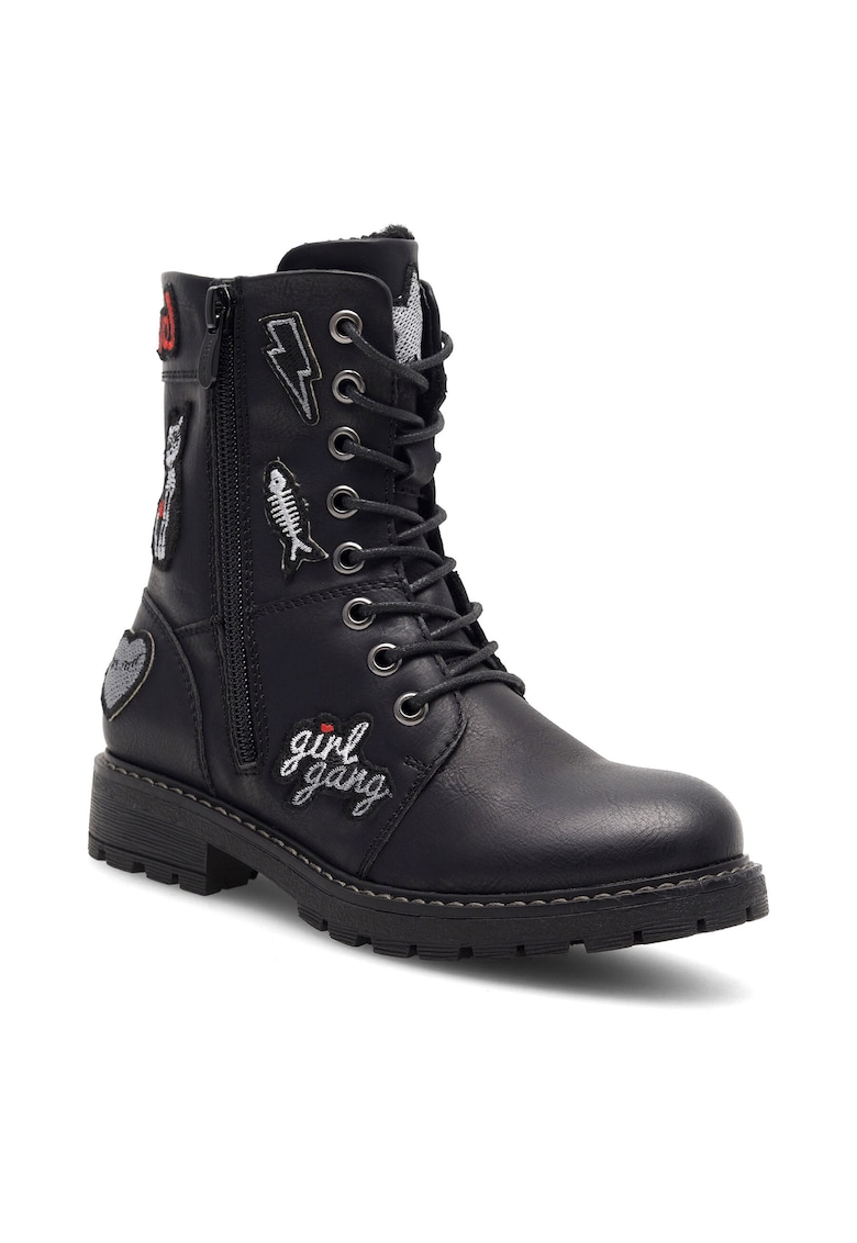 Ghete pentru fete - material sintetic - negru