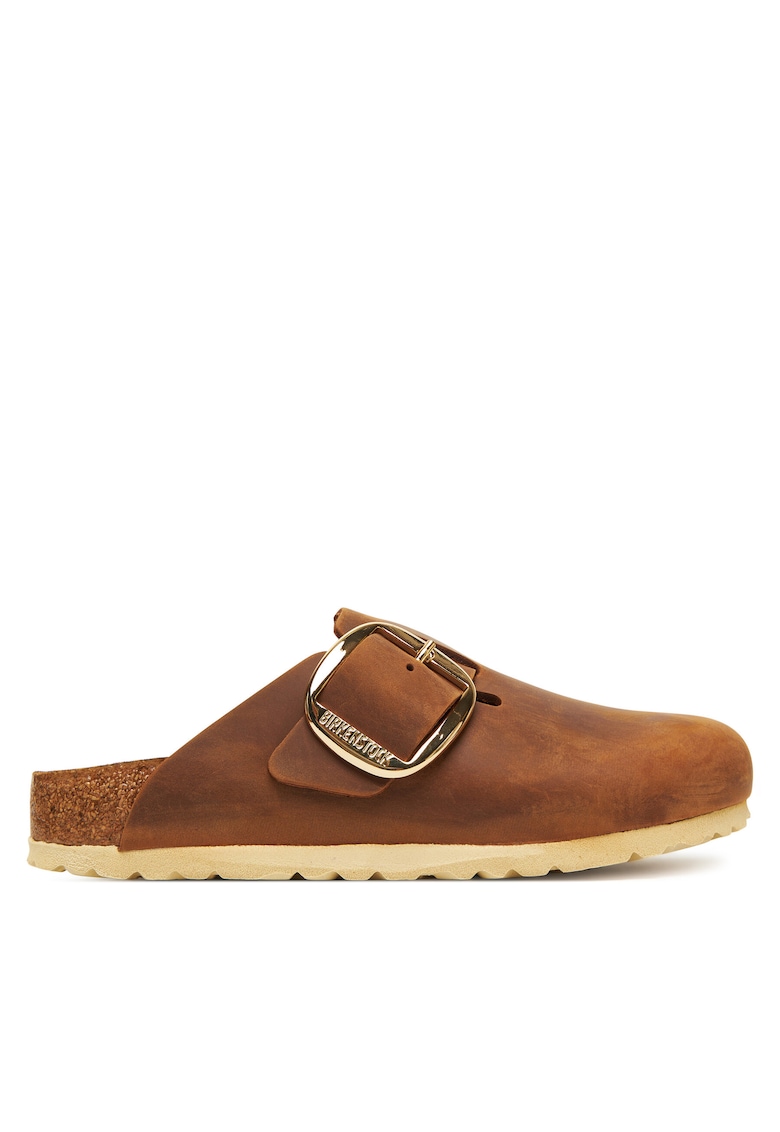 Saboti dama Boston Big Buckle - piele naturala - culoare cognac -