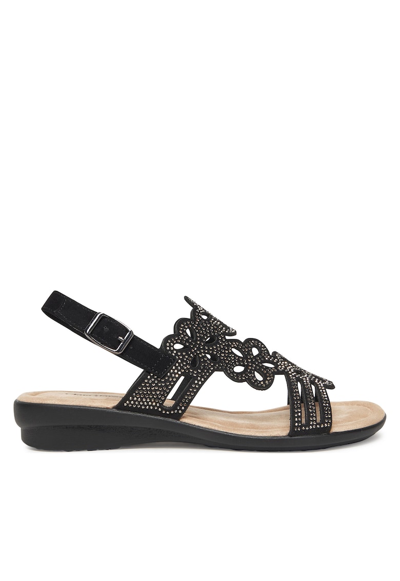 Sandale dama - material textil - negru - Negru
