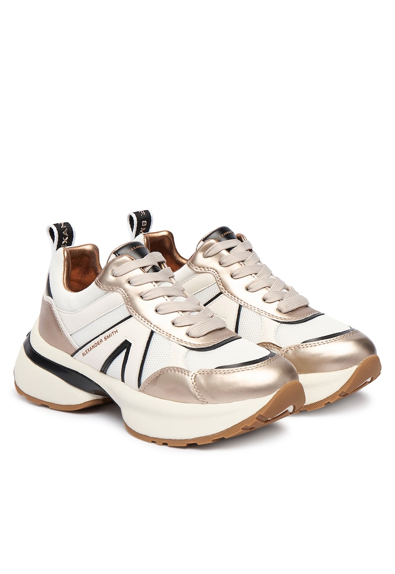 Adidasi ASBCVIW-117 - piele naturala - alb/auriu
