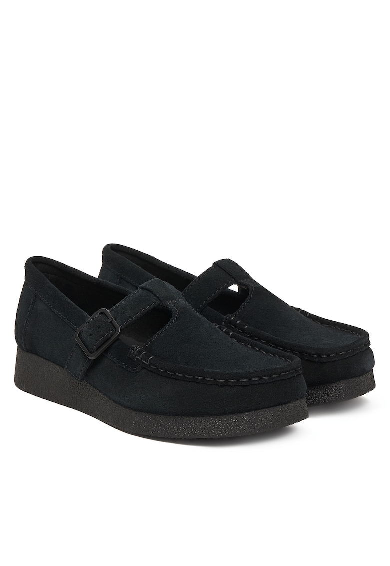 Mocasini dama semi-ghete - piele naturala - negru -