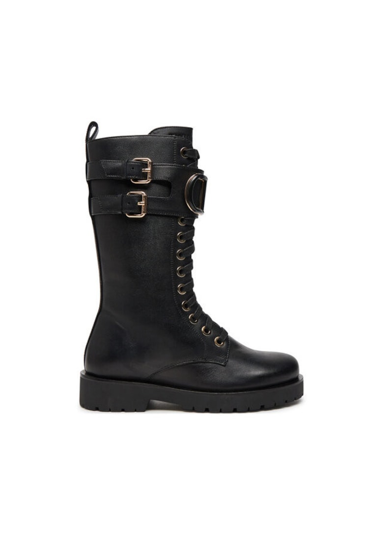 Ghete dama - piele naturala - fermoar - negru - Negru