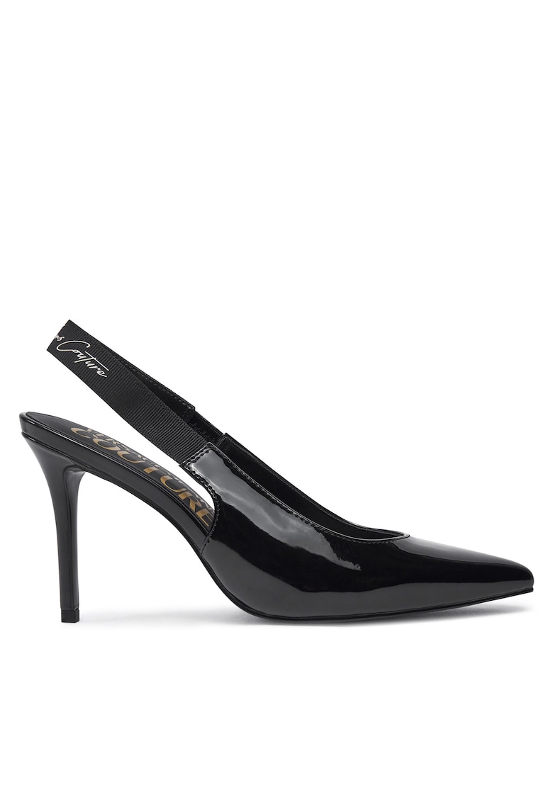 Sandale dama - tocuri stiletto - negru - piele ecologica -