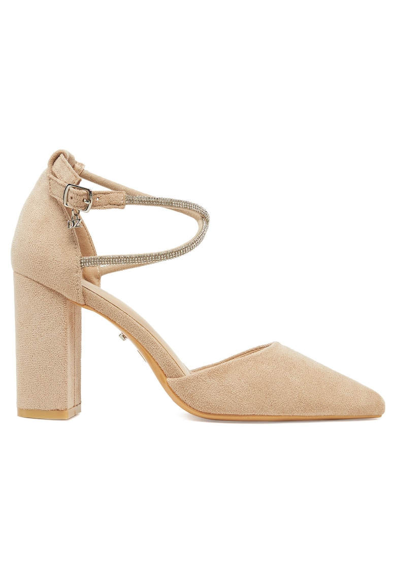 Pantofi dama - model BG-88416-1 - cu toc - bej - tesatura -