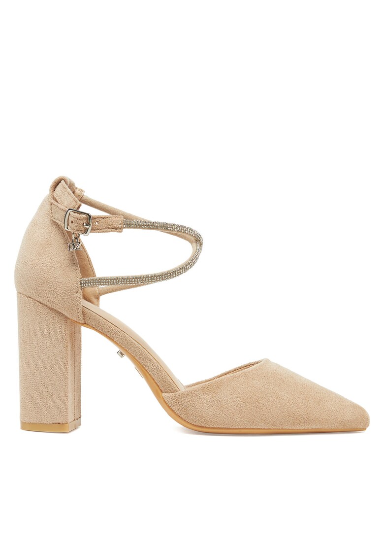 Pantofi dama - model BG-88416-1 - cu toc - bej - tesatura -