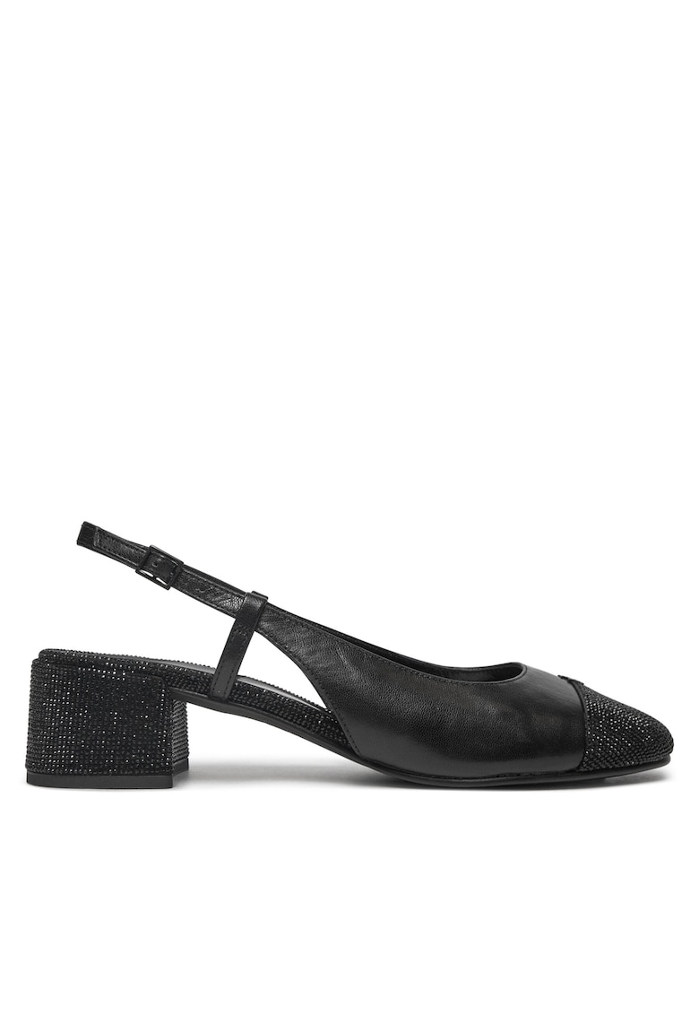 Sandale dama - Perfect Black - piele naturala - toc cap-toe