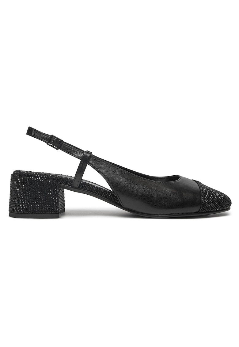 Sandale dama - Perfect Black - piele naturala - toc cap-toe