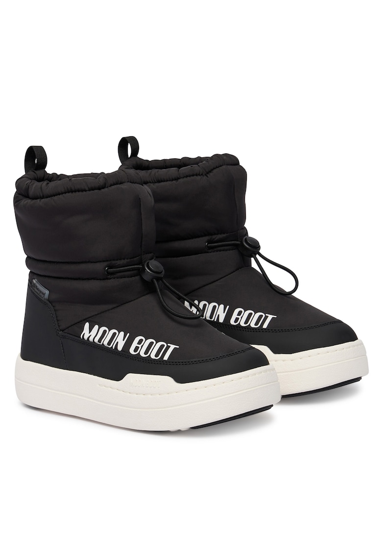 Cizme sport fete piele ecologica - negru/alb