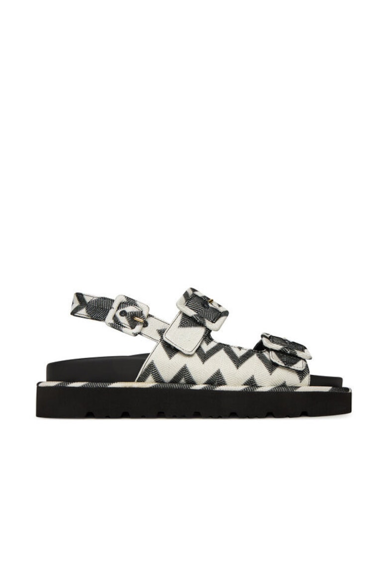 Sandale dama - Alb/Negru - Textil