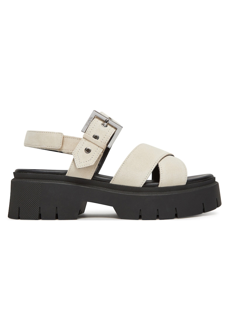 Sandale dama Natural 102 - piele naturala - negru/bej -