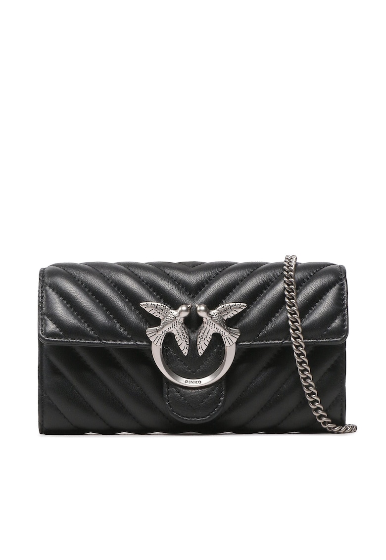 Geanta dama Love One Wallet - neagra - din piele naturala