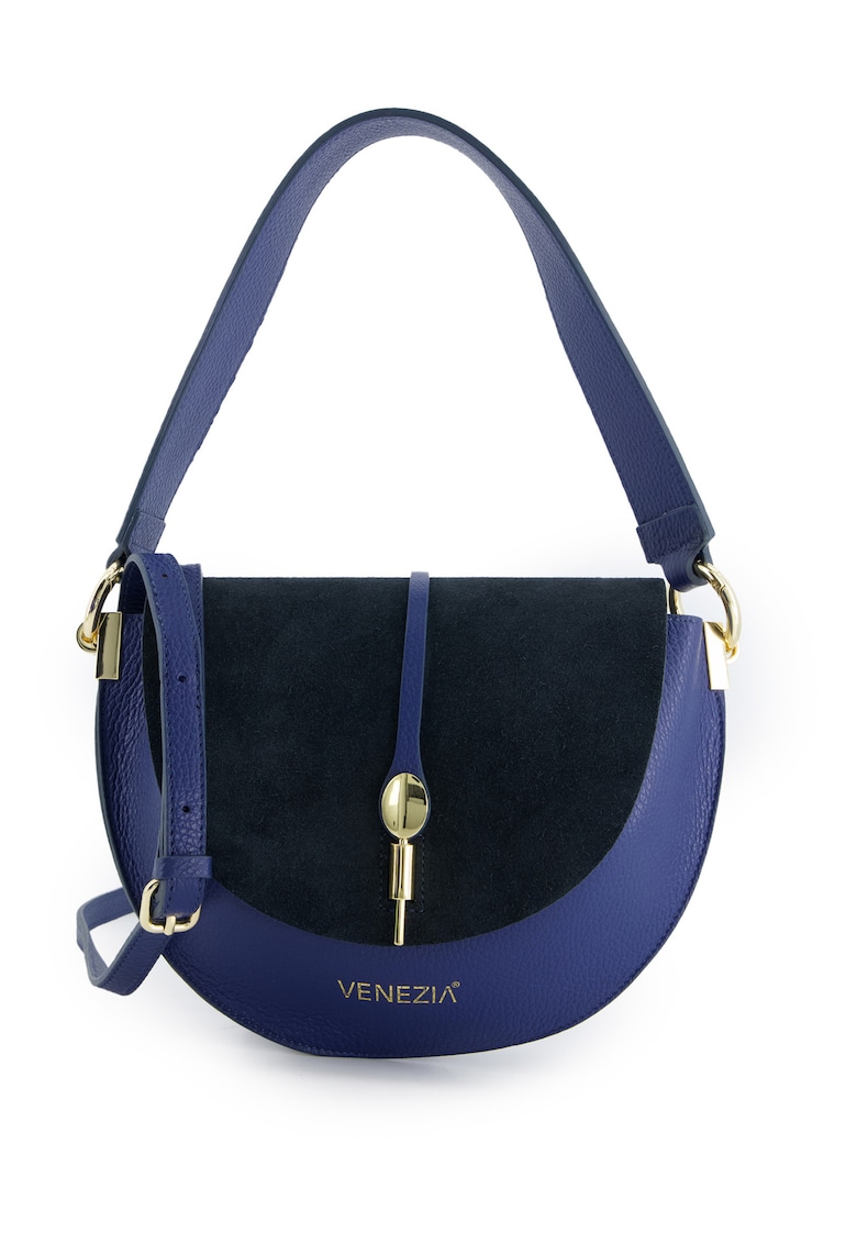 Geanta crossbody din piele intoarsa si piele naturala