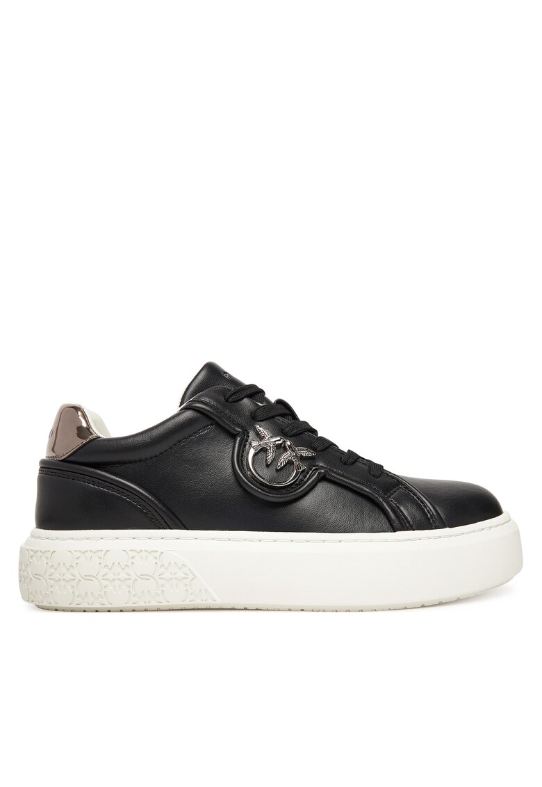 Tenisi dama Yoko - piele naturala - negru/auriu -