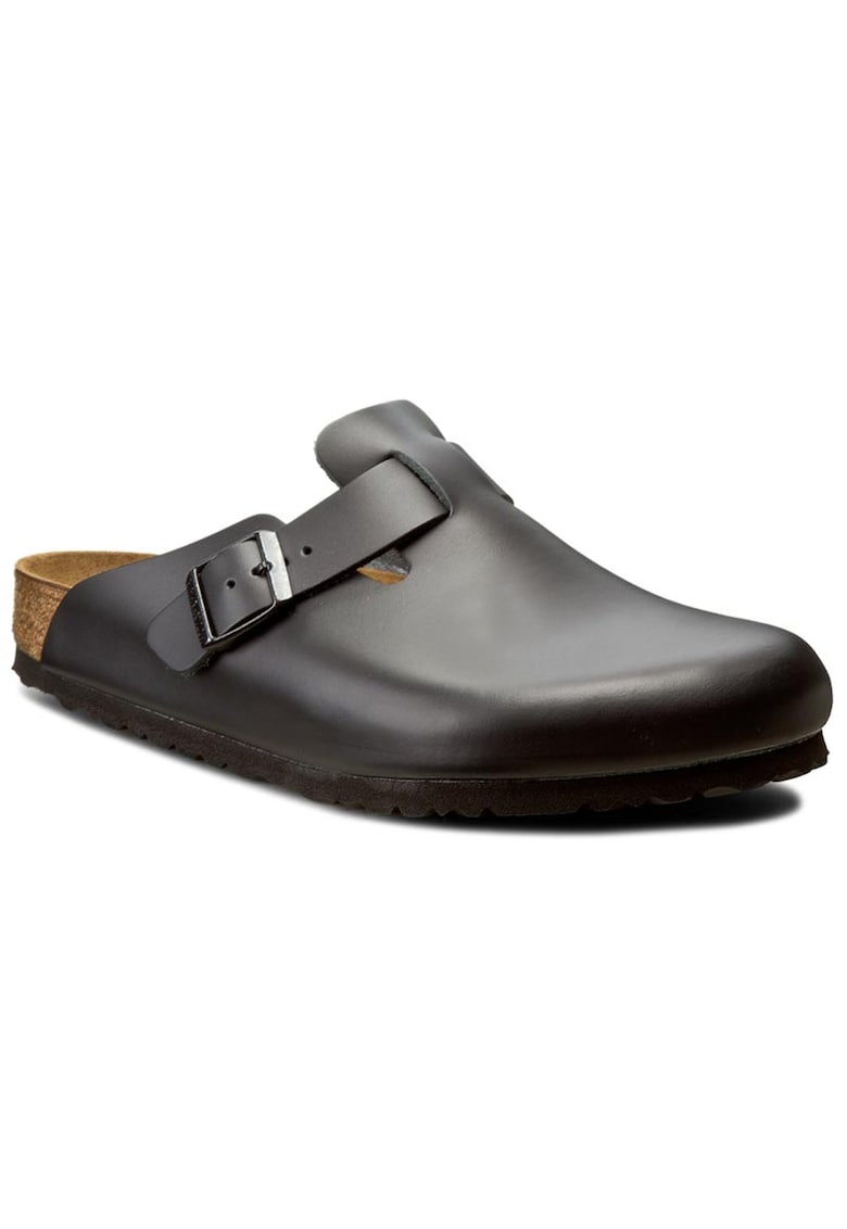 Papuci barbati Black Boston - piele naturala - negru