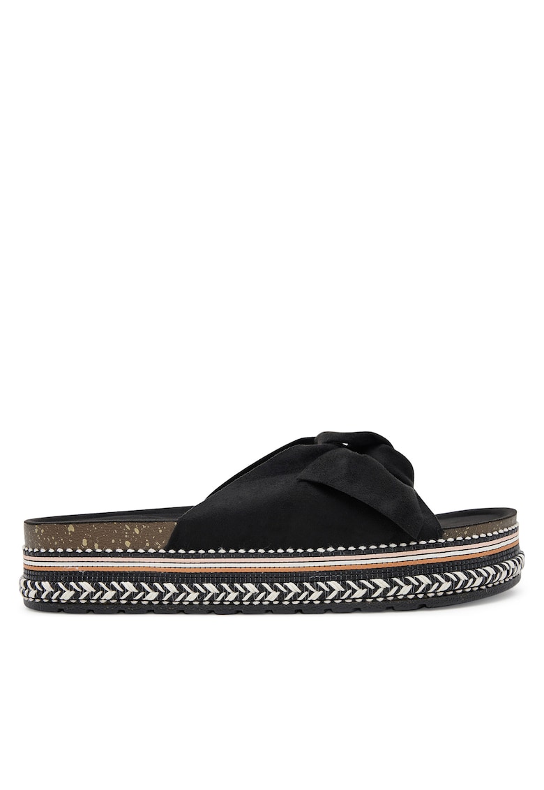 Papuci dama - flatform - negru - textil
