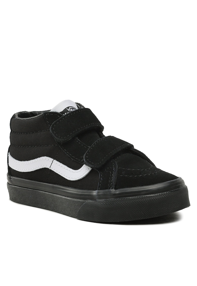 Pantofi copii - tenisi unisex - piele naturala - negru - sistem inchidere Velcro -