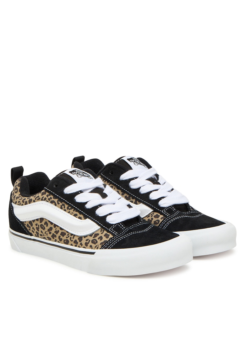 Tenisi copii - model Knu Skool - piele naturala - negru/imprimeu leopard