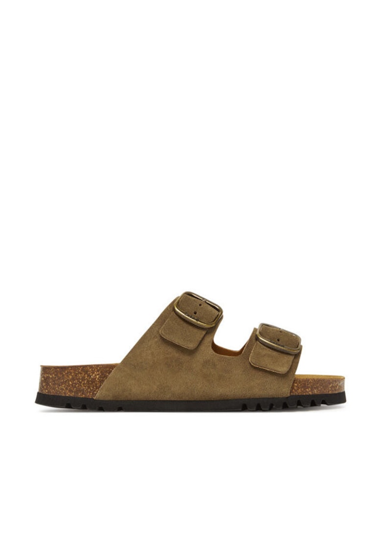 Slapi dama Josephine - piele naturala - khaki