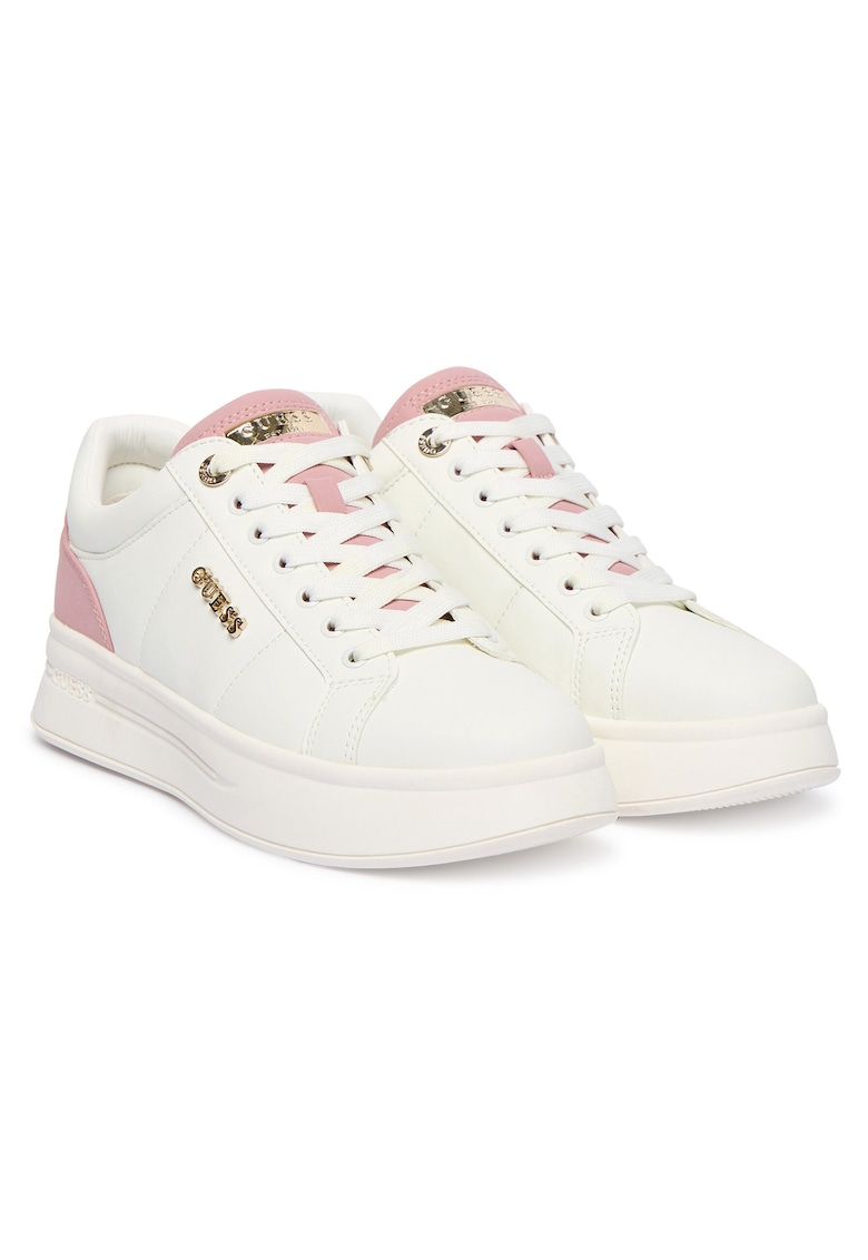 Guess Tenisi dama WHIPI FLFWLL ELE12 - piele naturala - alb/roz