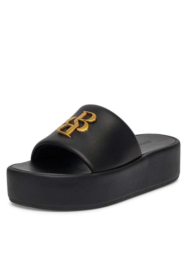Papuci dama - piele naturala - flatform - negru