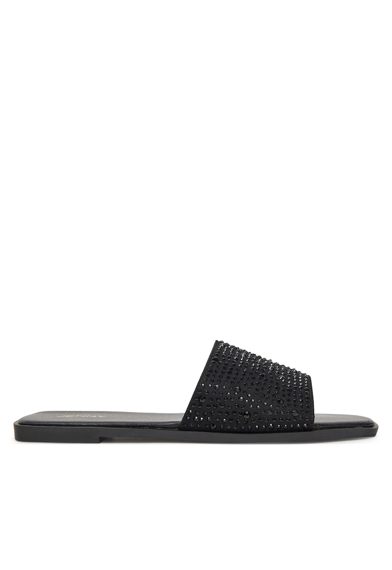 Papuci dama - negru - decorati cu zirconii