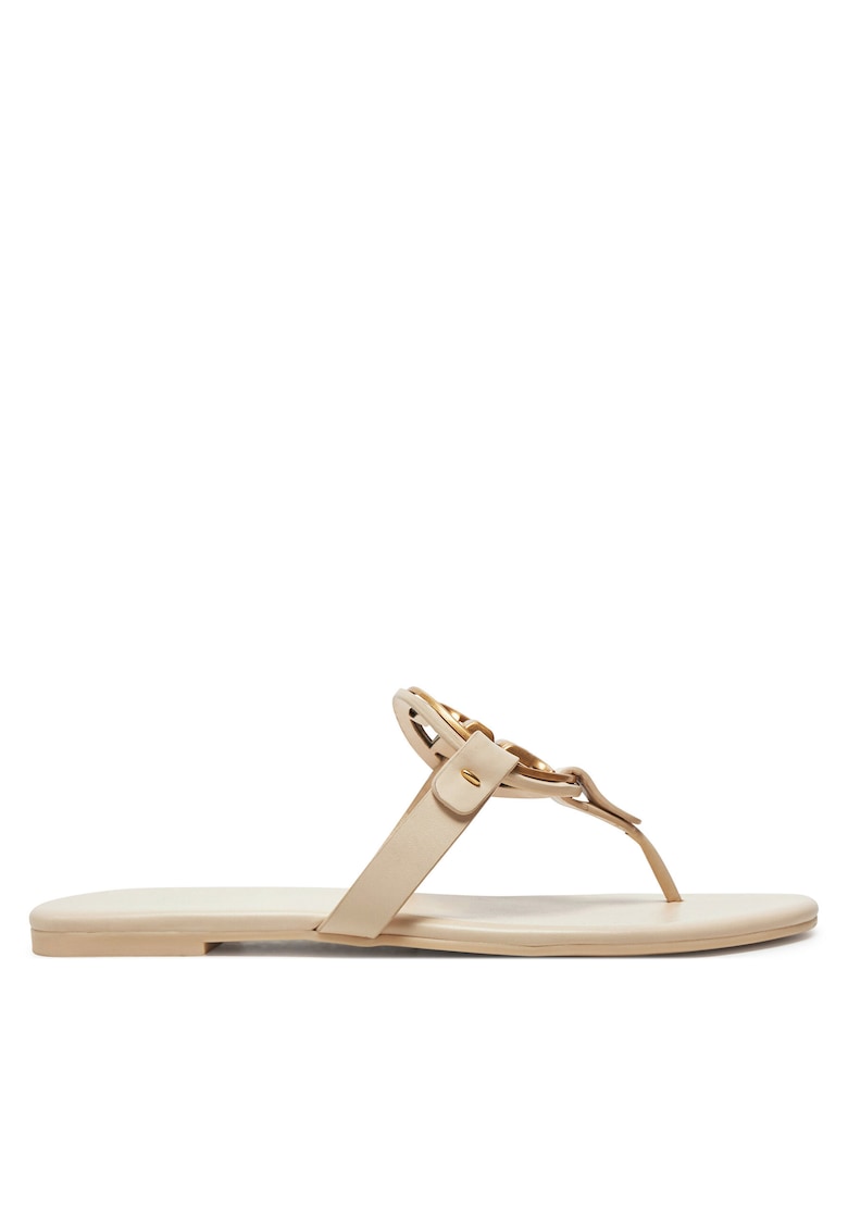 Papuci dama - piele naturala - bej -