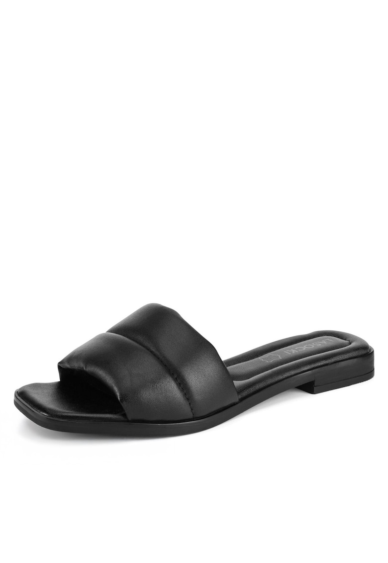 Slapi dama - piele naturala - negru -