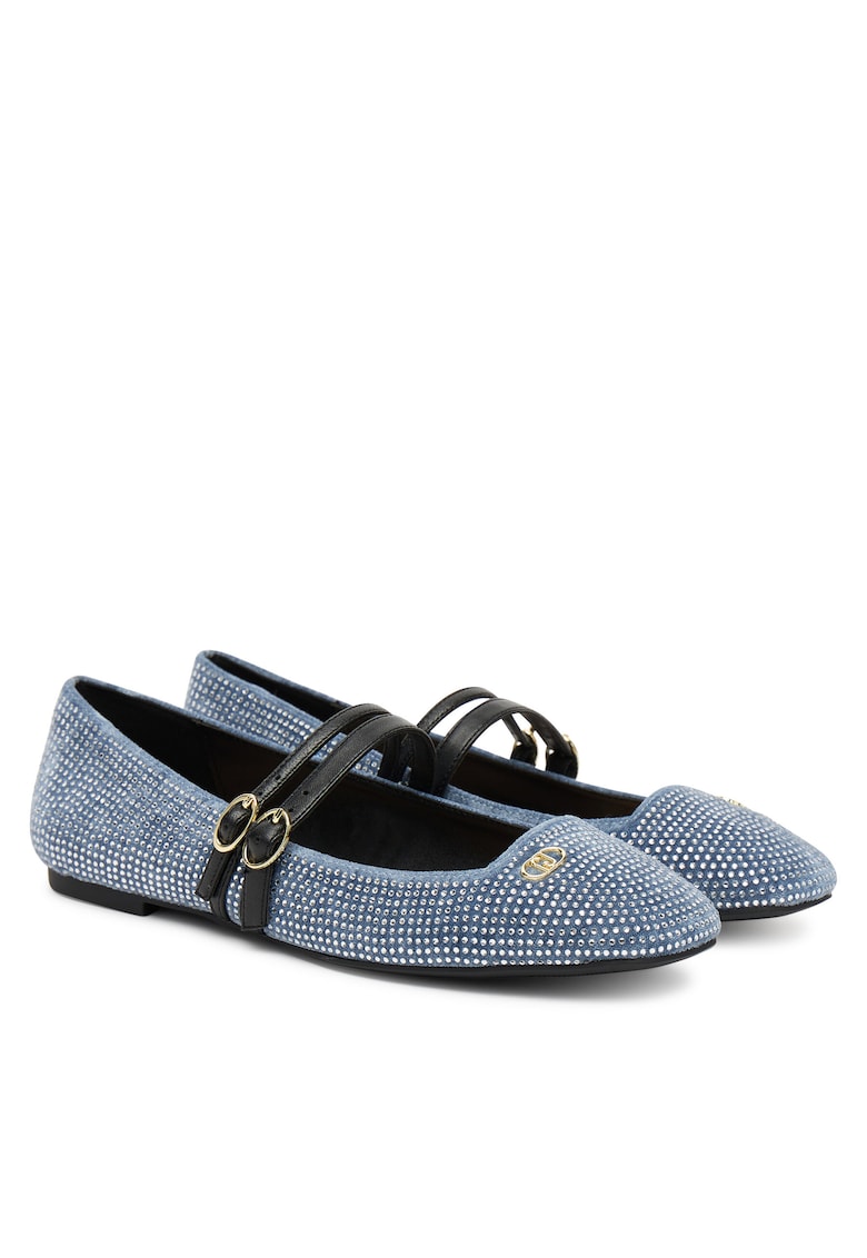 Balerini dama - textil - negru/albastru