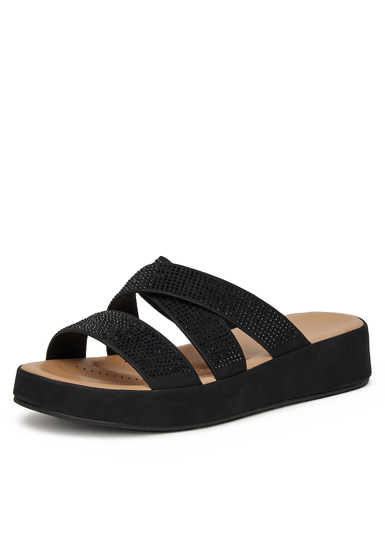 Slapi dama negru - textil -