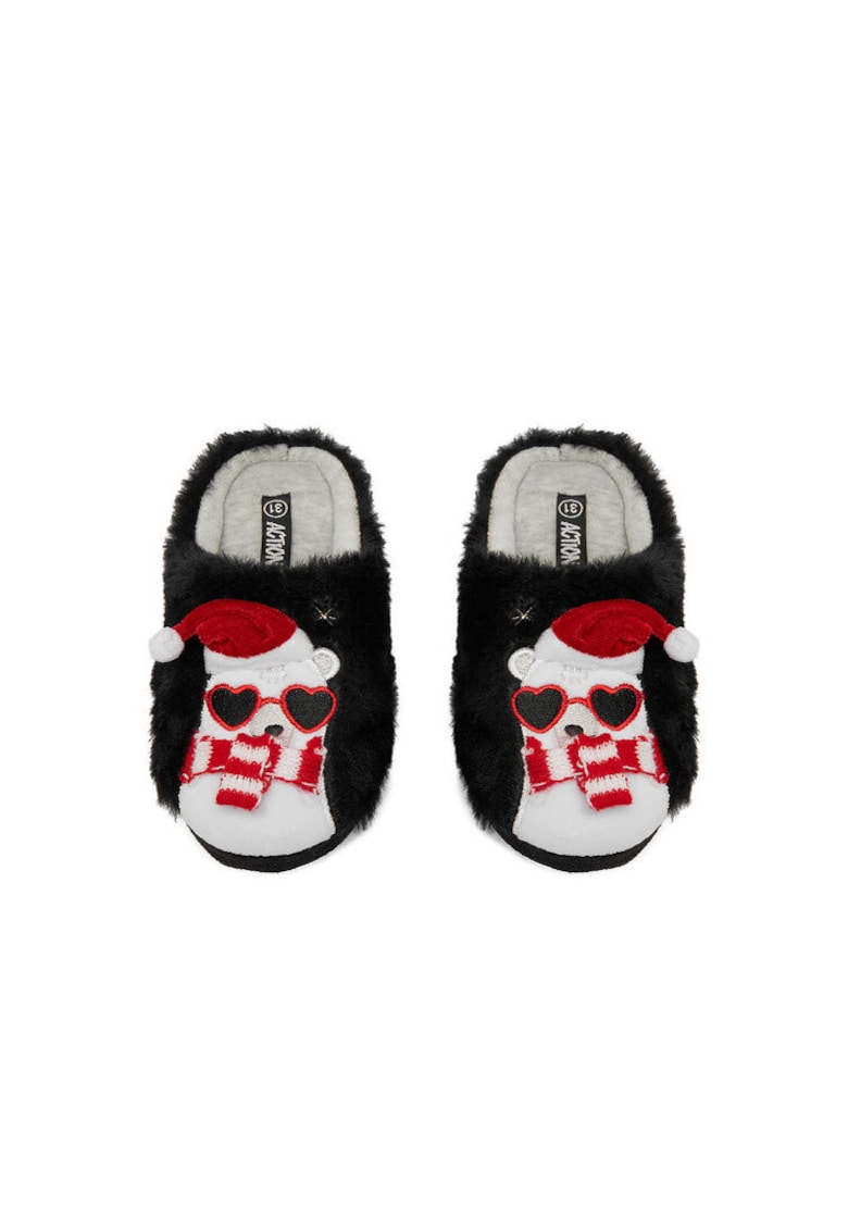 Papuci de casa pentru baieti 22SAG5005 - Textil - Negru