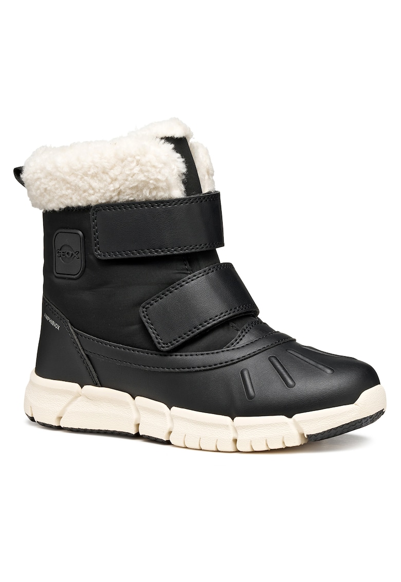 Cizme sport fete - piele ecologica - negru/alb -